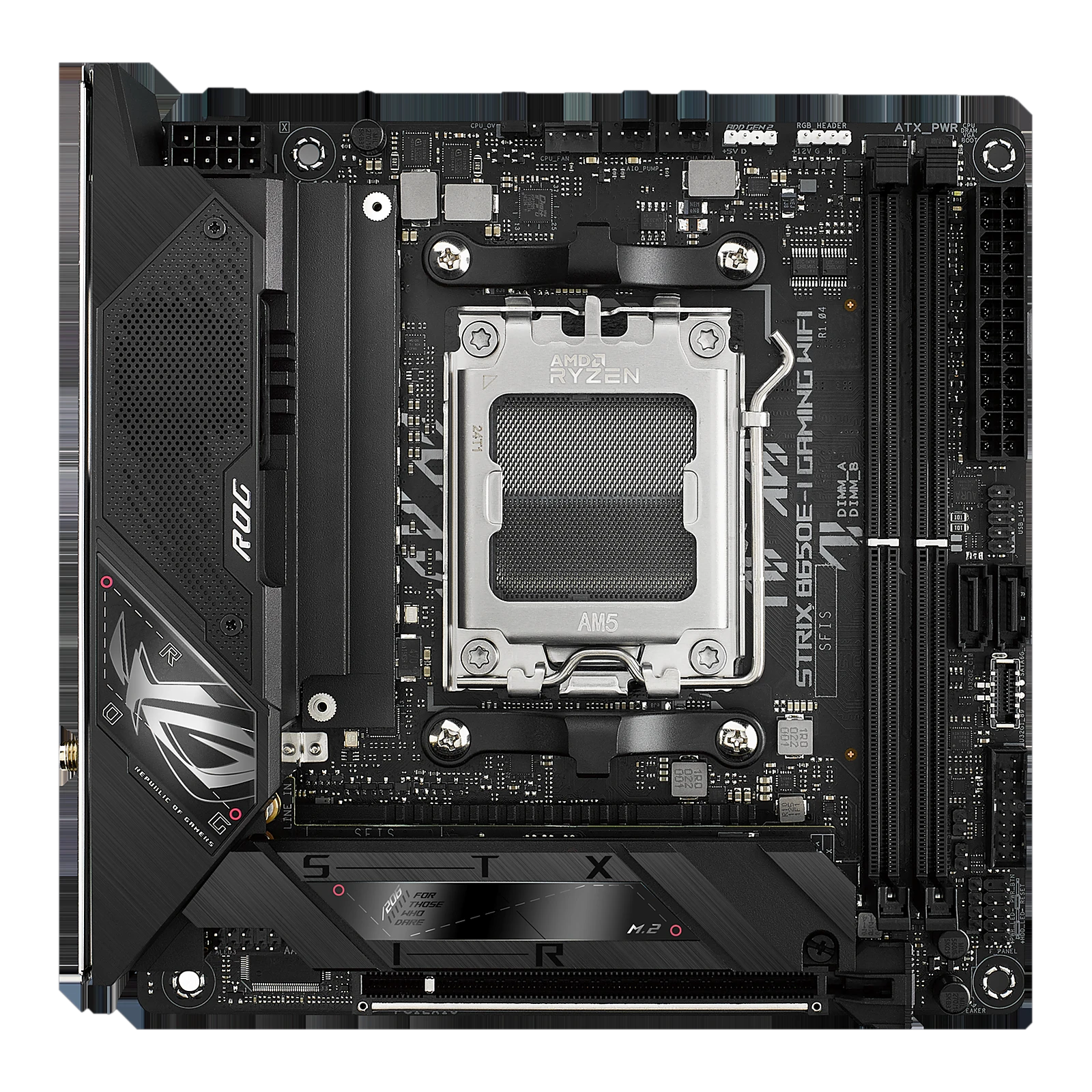 ASUS ROG STRIX B650E-I GAMING WIFI DDR5 Mini-ITX Motherboard, AM5 Socket, B650 Chipset, 2x DIMM Slots, 1x PCIE 5.0 x16 S