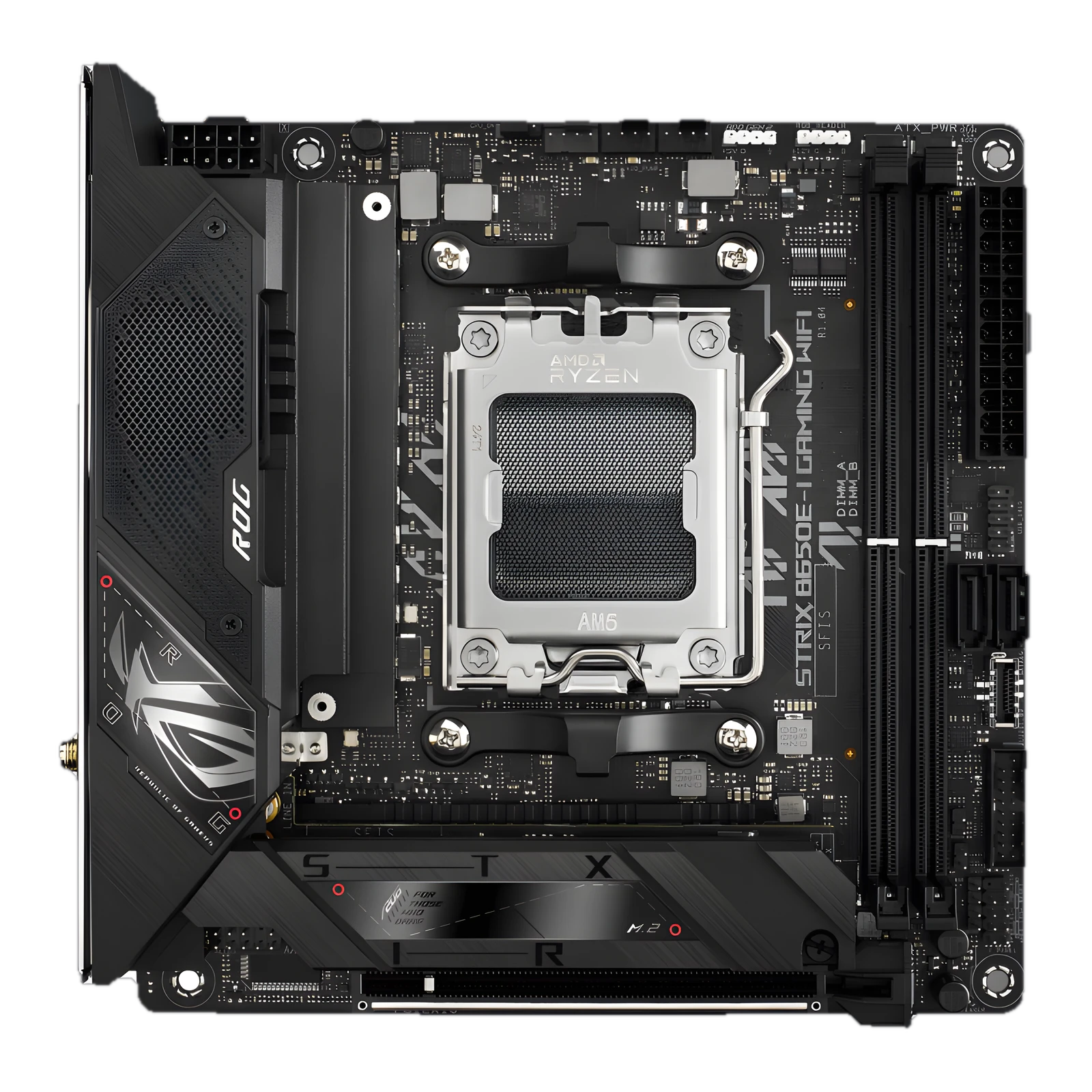 ASUS ROG STRIX B650E-I GAMING WIFI DDR5 Mini-ITX Motherboard, AM5 Socket, B650 Chipset, 2x DIMM Slots, 1x PCIE 5.0 x16 S