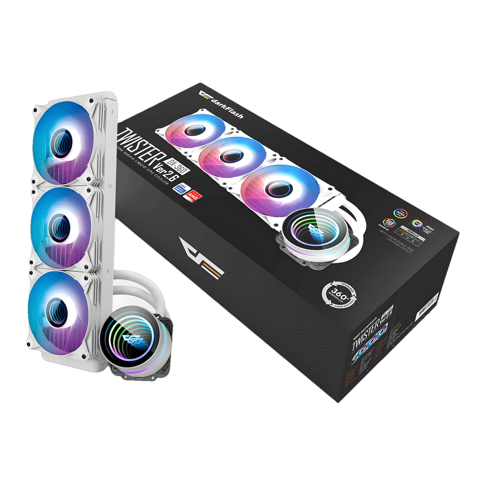 DarkFlash DX360 V2 Liquid cooling with infinity mirror pump Supports Intel and AMD