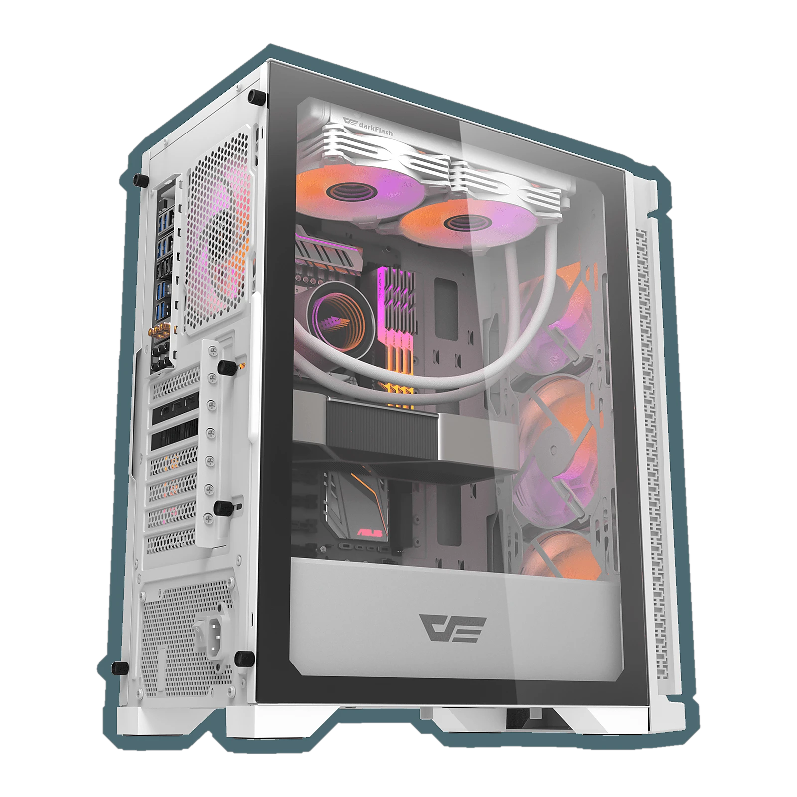 Darkflash DK361 ATX PC Case - 4 ARGB Fans installed