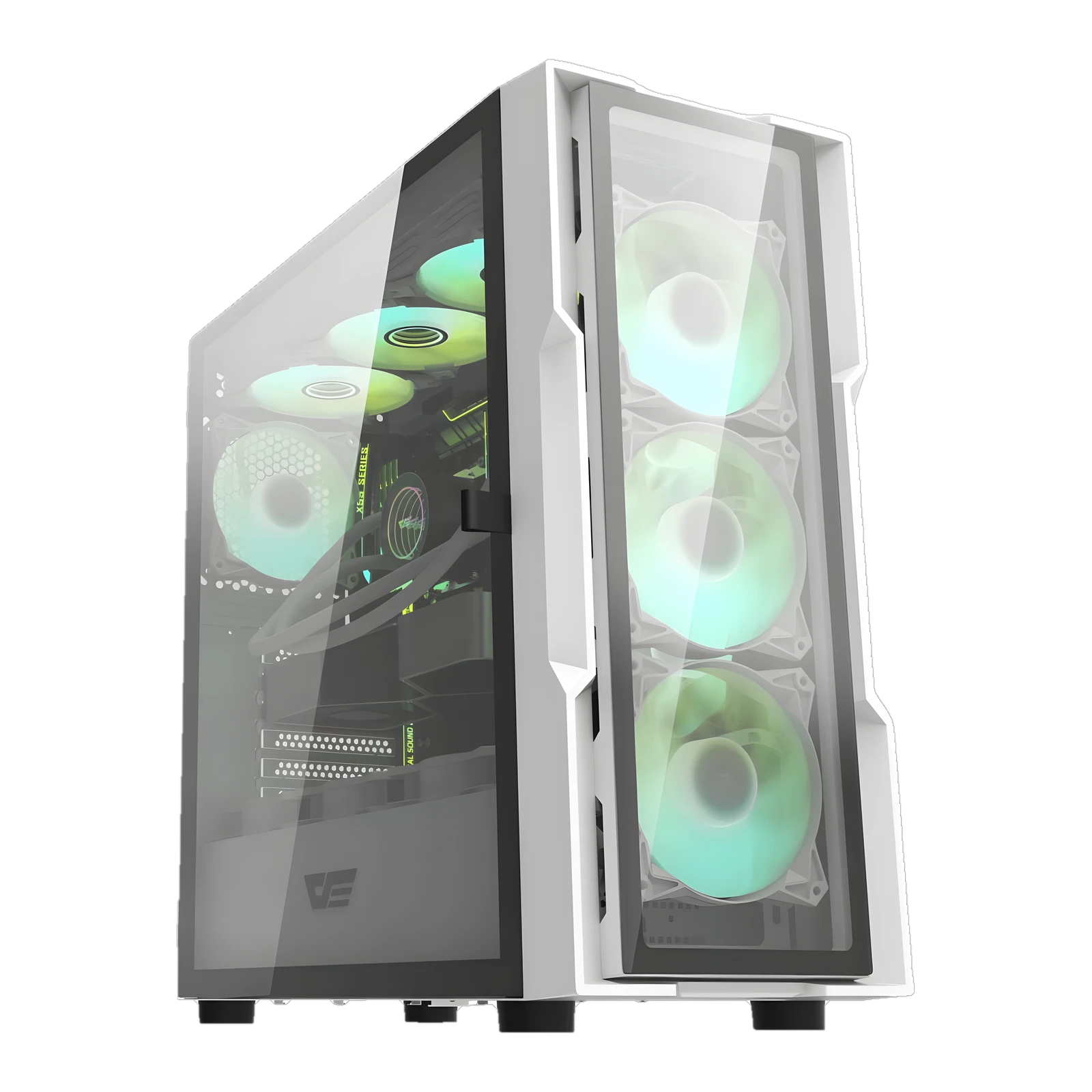Darkflash DK431 Glass E - ATX PC Case - 4 ARGB Pre - installed Fans - White