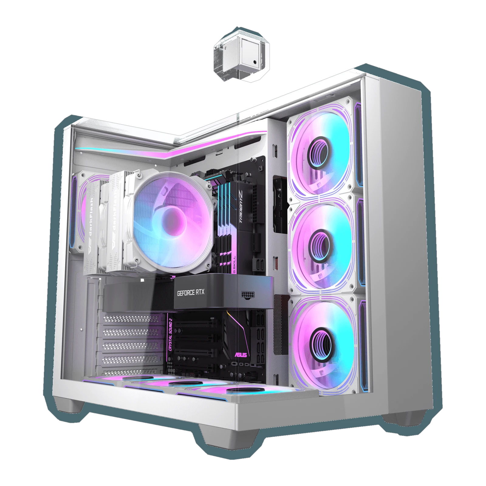 Darkflash TH285 ATX PC Case - 4 ARGB Fans installed
