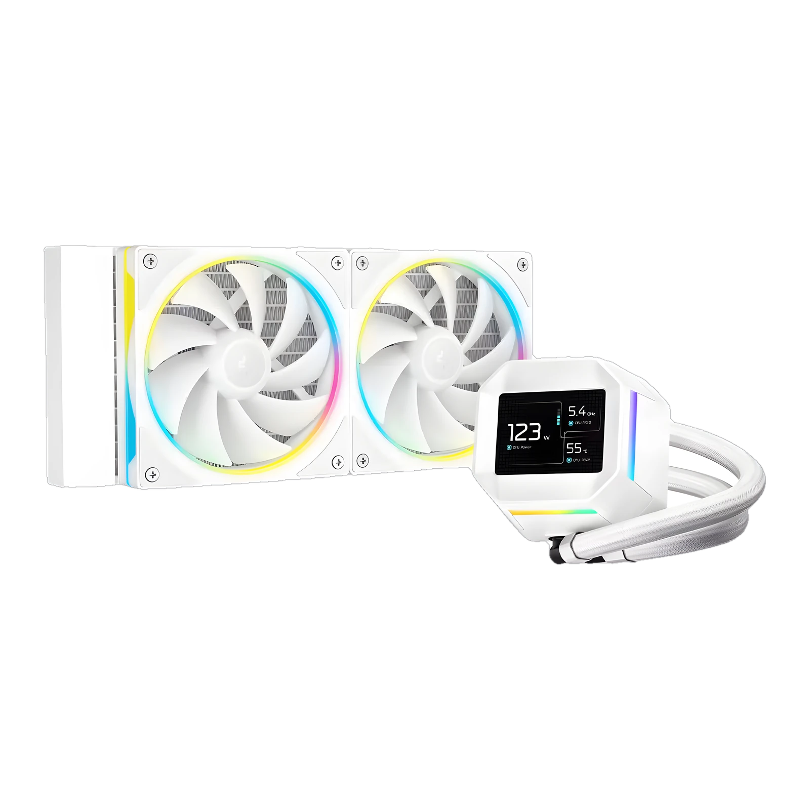 DEEPCOOL LM240 A-RGB Customizable 2.4" IPS LCD Screen White Liquid Cooler - White