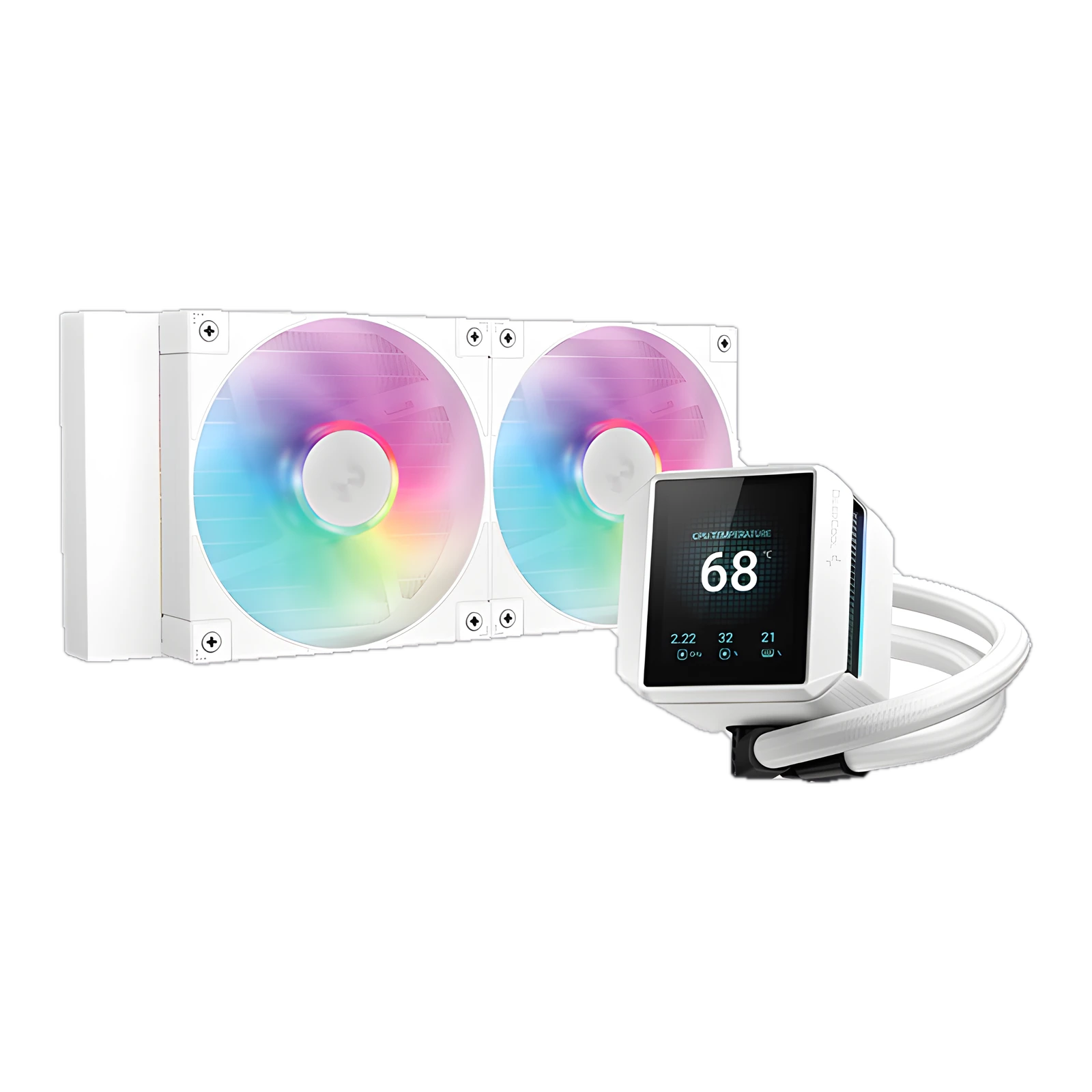 DEEPCOOL MYSTIQUE 240 Customizable 2.8" TFT LCD Screen Liquid Cooler - White - White