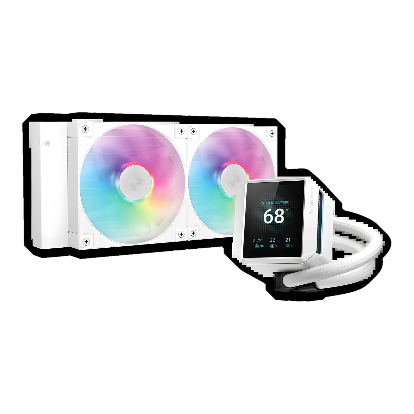 DEEPCOOL MYSTIQUE 240 Customizable 2.8" TFT LCD Screen Liquid Cooler - White