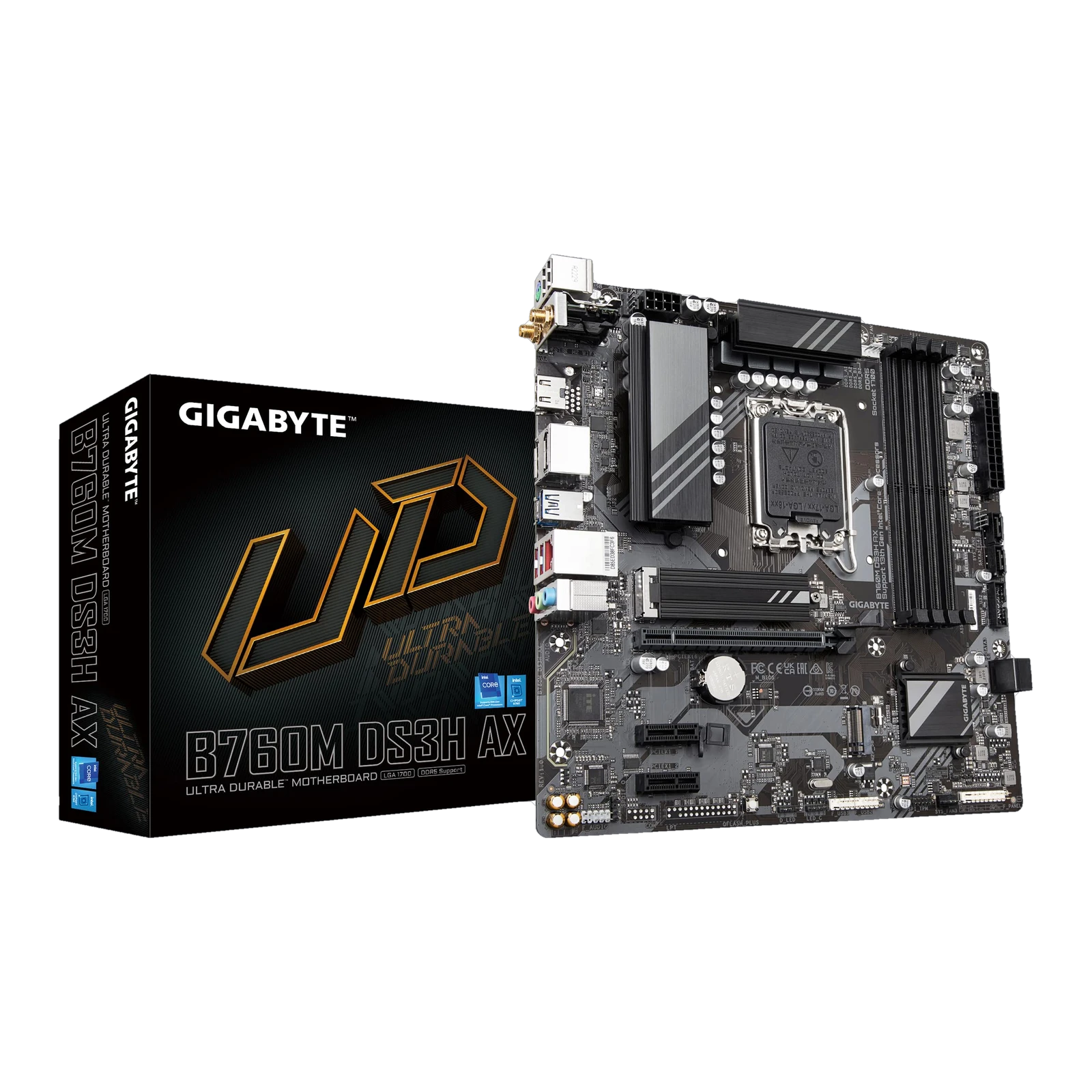 GIGABYTE B760M H DDR4 Micro-ATX Motherboard, LGA1700 Socket, Intel B760 Chipset, 2x DDR4 DIMM Slots up to 64GB, 1x PCIe
