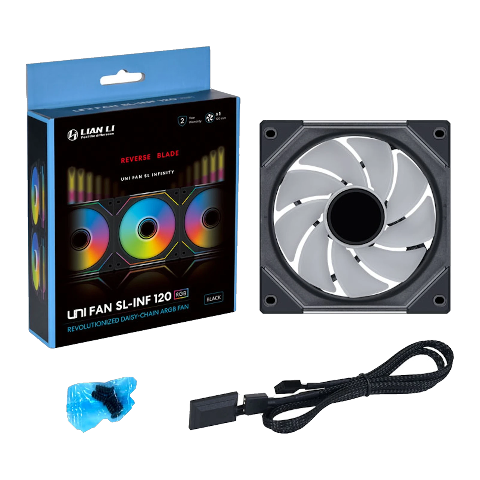 UNI FAN SL120 V2 REVERSE BLADE (1pc) Black, White - Black