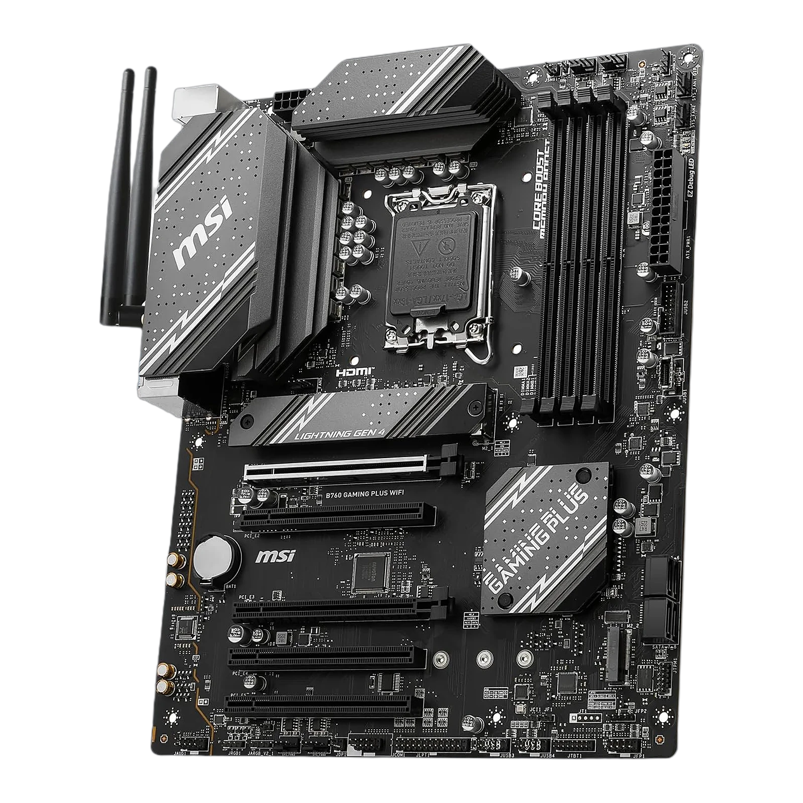 MSI B760 Gaming Plus WIFI DDR5 ATX Motherboard, Socket LGA 1700, B760 Chipset , 5 PCI E X16 Slot, 4 SATAIII Slots, 2 M.2