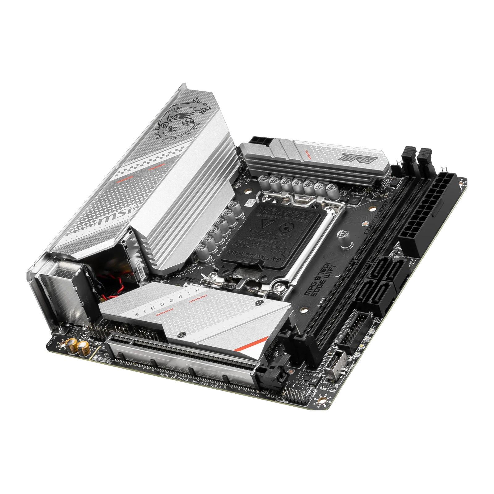 MSI MPG B760I EDGE WIFI Mini-ITX Motherboard, LGA1700 Socket, Intel B760 Chipset, 2x DIMM, 1x PCIe (5.0) x16 Slot, 2x M.