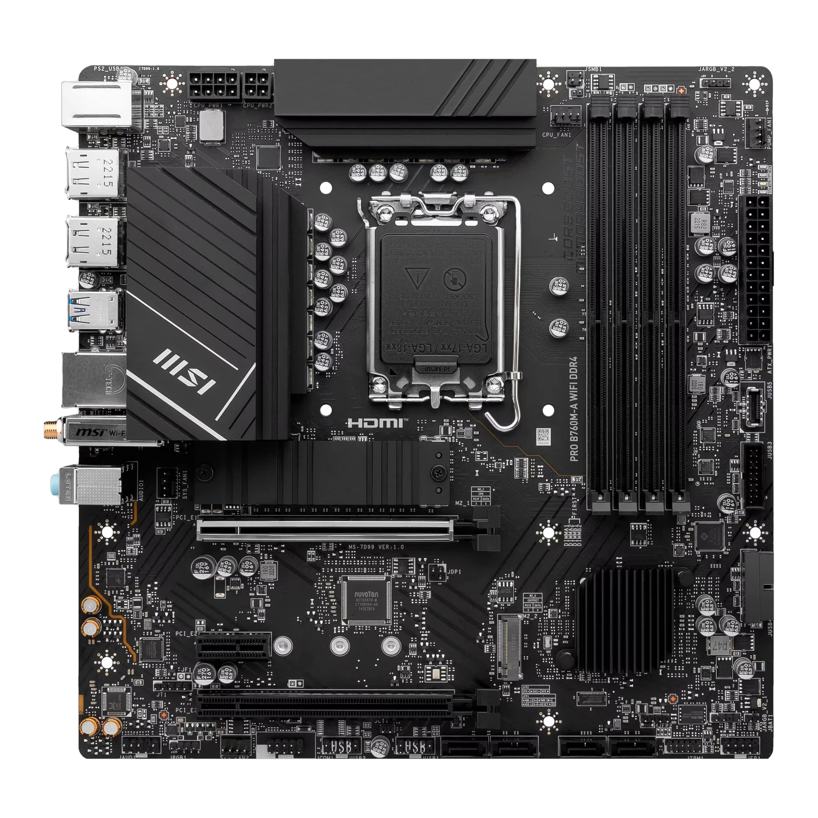 MSI PRO B760M-A DDR4 II m-ATX Motherboard, LGA1700 Socket, Intel B760 Chipset, 4x DIMM, 2x PCIe (4.0/3.0) x16 Slots, 2x