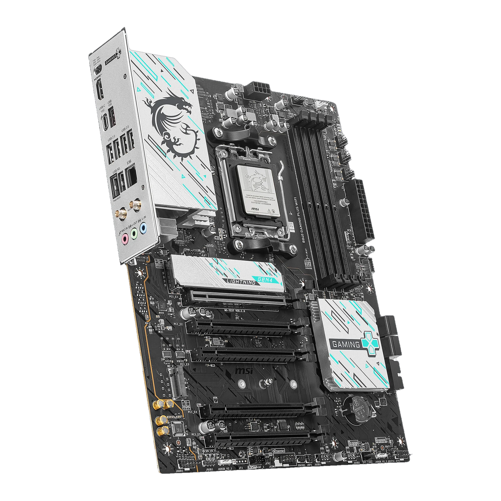 MSI B840 Gaming Plus WIFI DDR5 ATX Motherboard, Socket AM5, AMD B840 Chipset, 4x DIMM Slots, 5x PCIE (4.0/3.0) x16 Slots