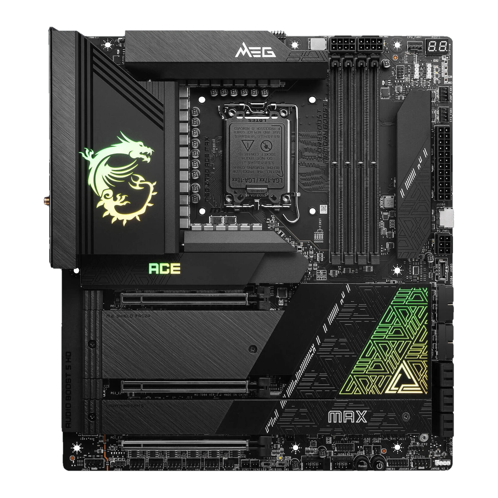 MEG Z790 ACE MAX DDR5 E-ATX Motherboard, LGA 1700 Socket, Intel Z790 Chipset, 4x DIMM Slots up to 7800MHz, 3x PCIe (5.0/