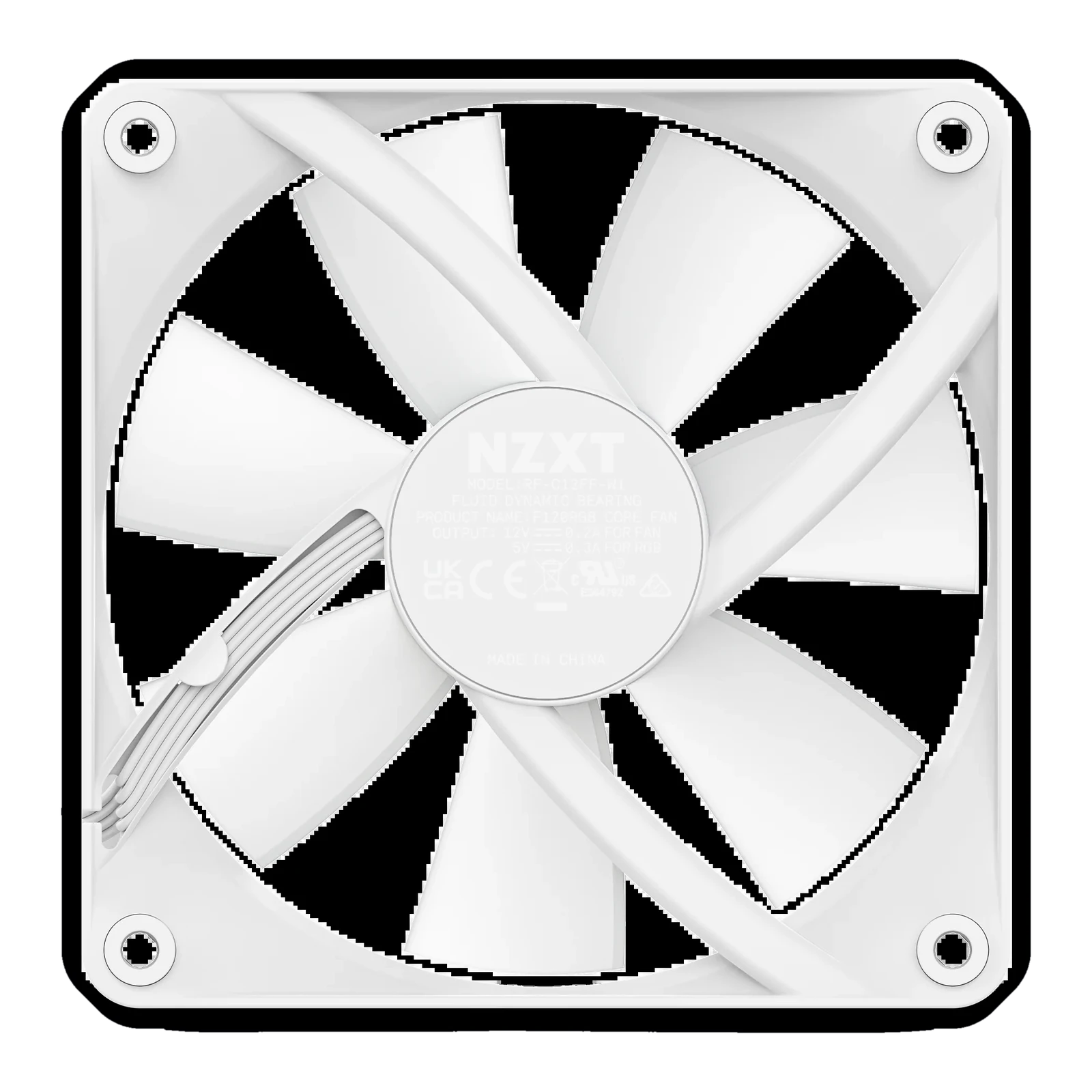 NZXT F120 RGB Core - 120mm Hub-mounted RGB Fan -Triple Pack (White) w/RGB Controller - White