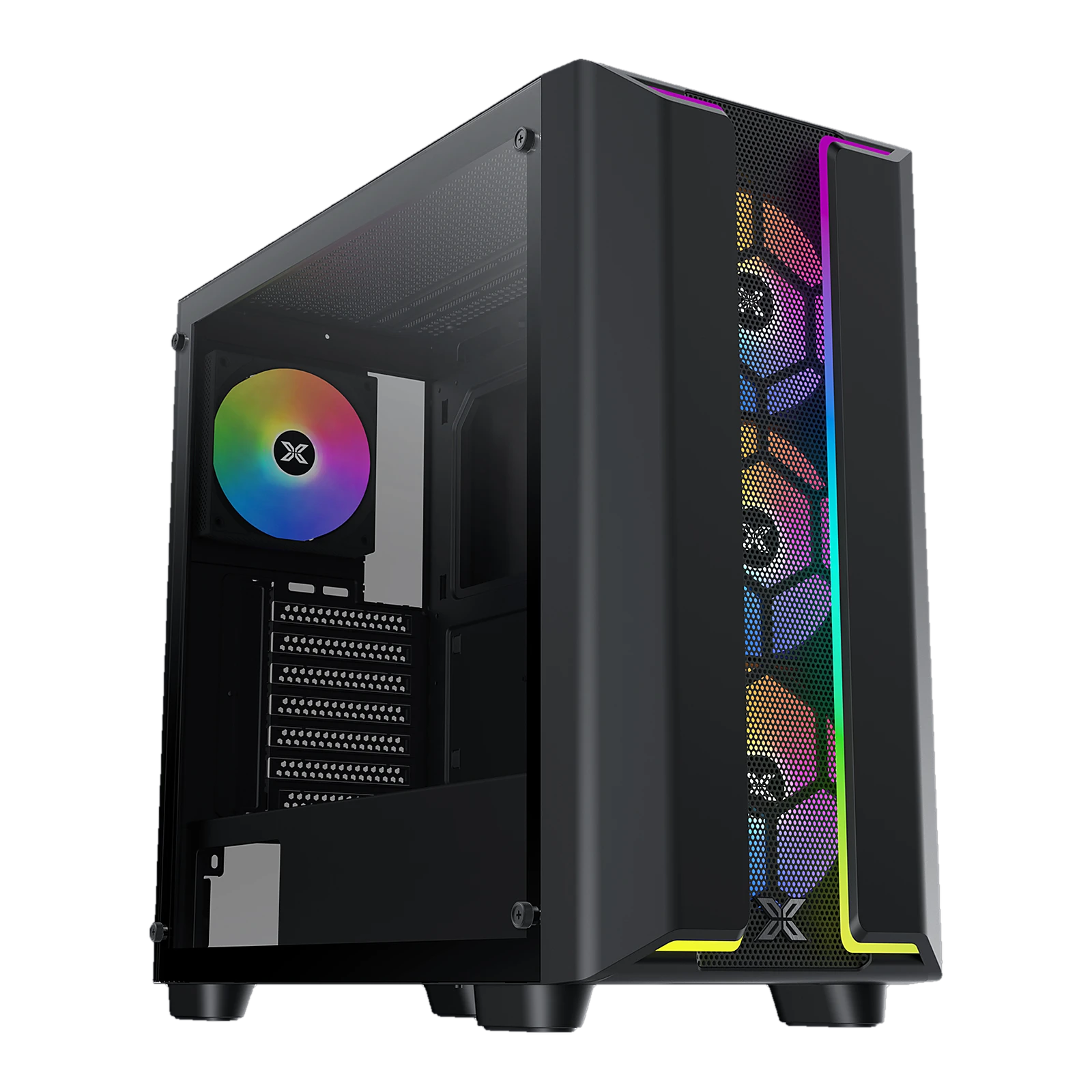 Xigmatek Elysium II (Super EATX,Left/Right/Top TG,16PCS 140mm Square Ring ARGB Fan,2PCS Galaxy II Fan Control Box & Remo